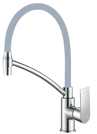 Смеситель для кухни HAIBA HB72505, гибкий излив, латунь, белый/хром