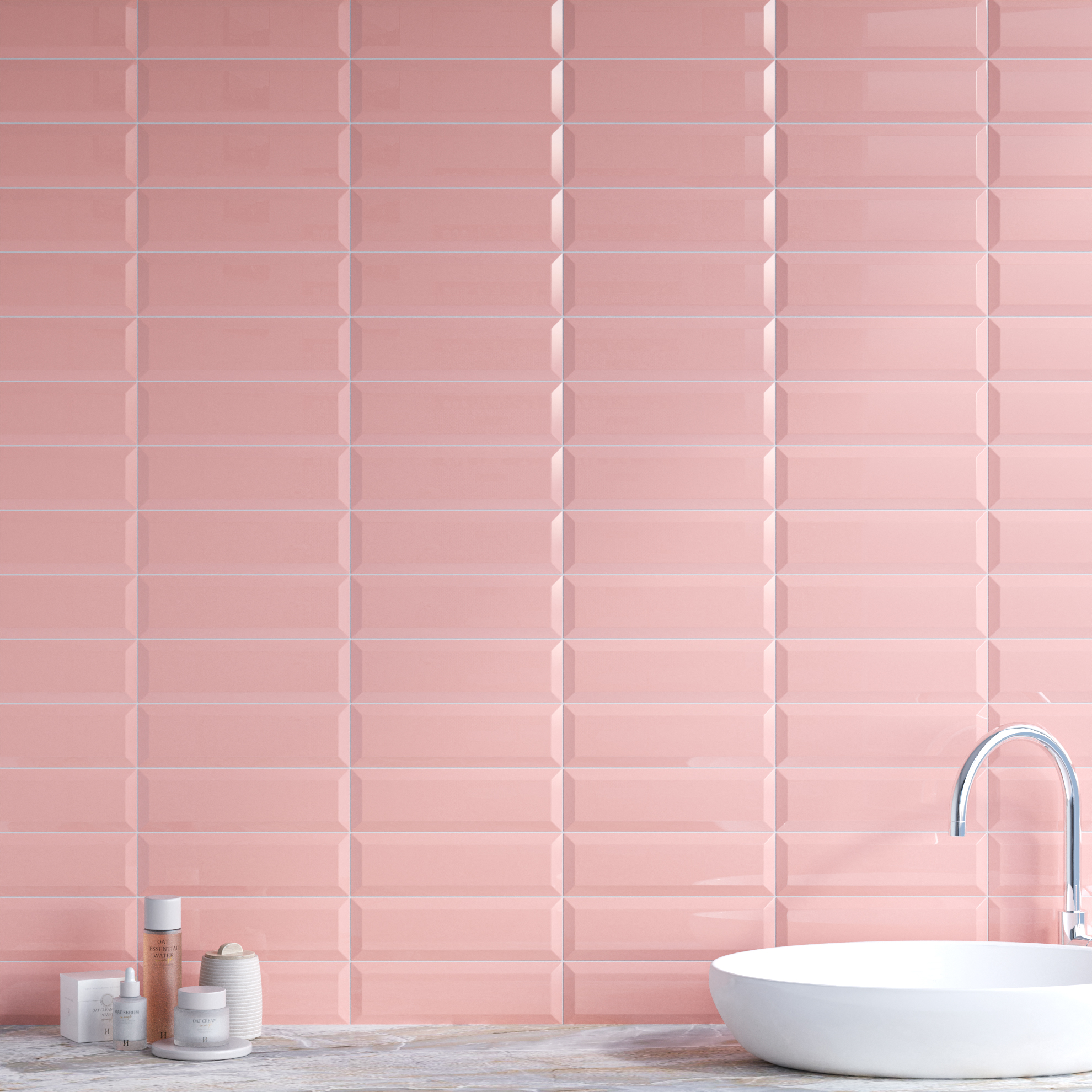 Керамическая плитка Kerama Marazzi Плитка Аккорд розовый светлый грань 8,5x28,5