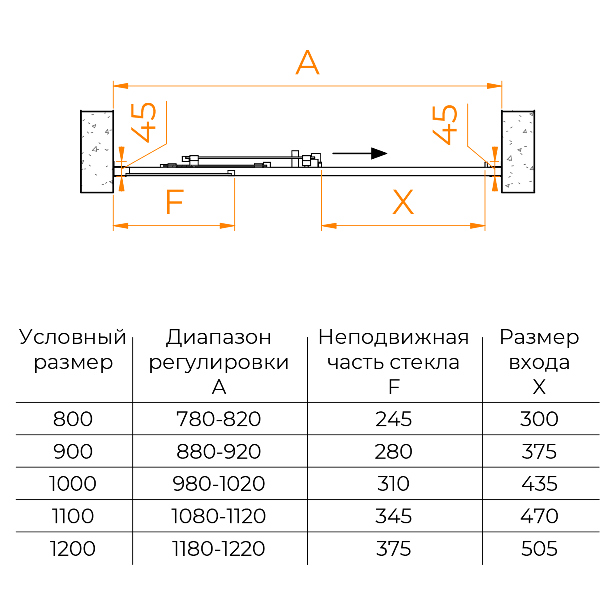 Душевая дверь RGW CL-111, Прозрачное, 1200