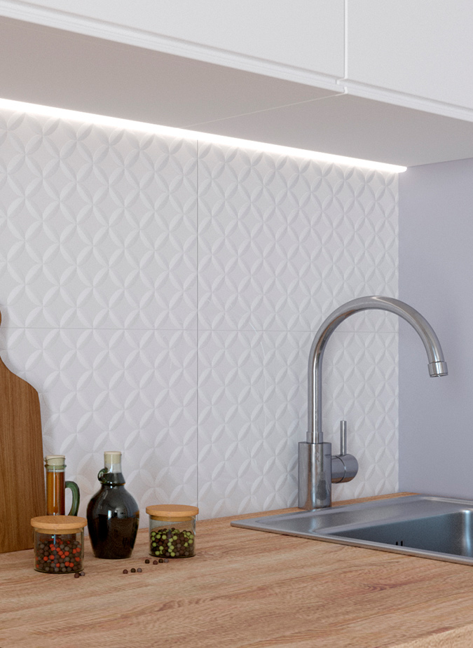 Керамическая плитка Creto Плитка Lili Waffle snow 30х60