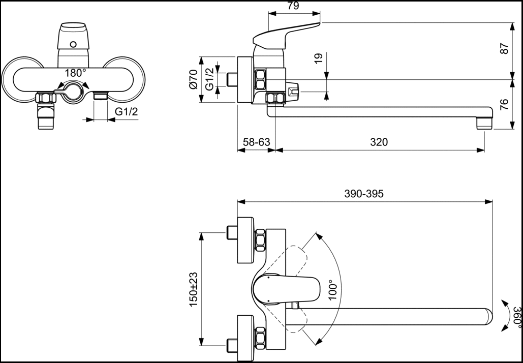 Смеситель для ванны и душа Ideal Standard Ceraflex B1741AA