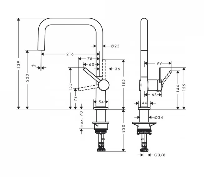 Смеситель Hansgrohe Talis для кухонной мойки 72806670 черный