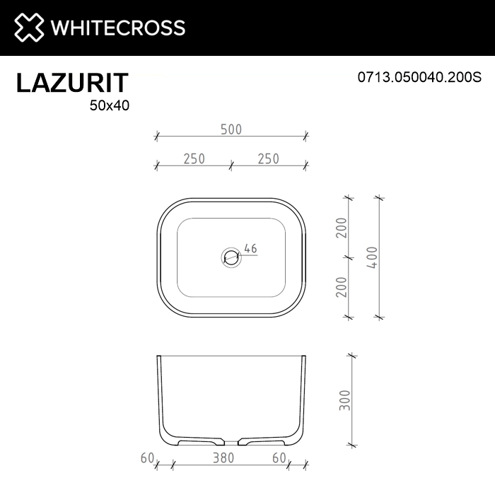 Раковина Whitecross Lazurit 50 см 0713.050040.200S матовая белая