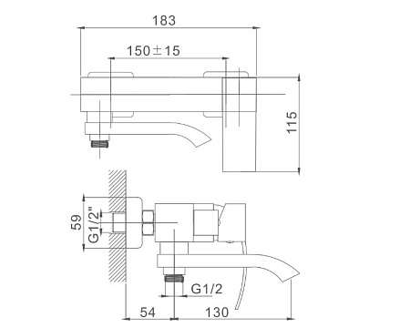 Смеситель для ванны HAIBA HB60815, нержавеющая сталь