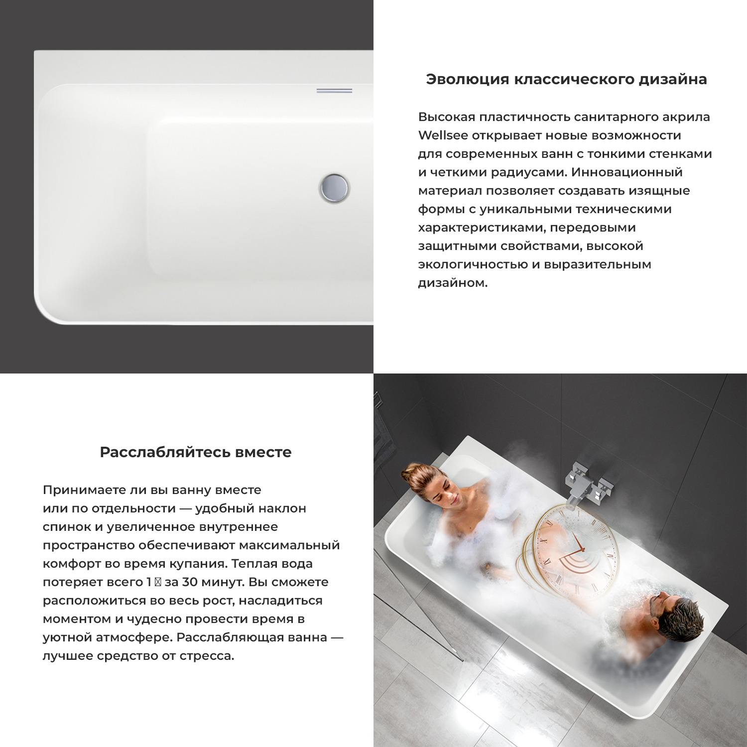 Акриловая ванна 170х78 см Wellsee Bromance 231601002 глянцевая белая
