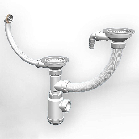 Сифон двойной Granula GRAND 31/2 с круглым переливом и отводом ЭКОНОМ (С.Н. 391-11-22)