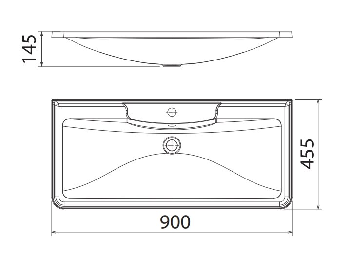 Раковина BelBagno BB900/455-LV-MR-ALR 90 см, белая из литьевого мрамора