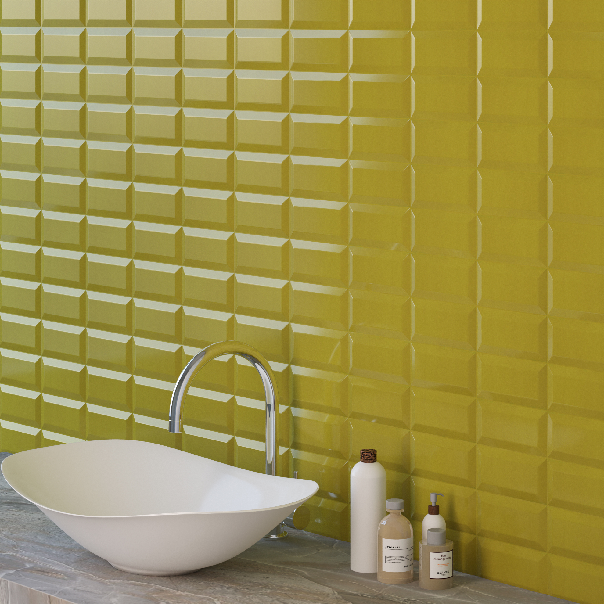 Керамическая плитка Kerama Marazzi Плитка Клемансо оливковый грань 7,4х15