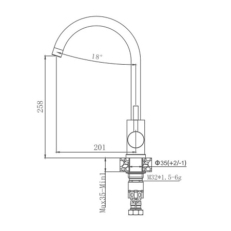 Смеситель для кухни HAIBA HB71304-3, нержавеющая сталь