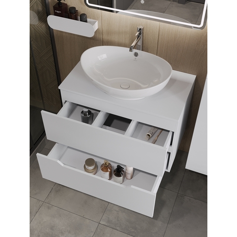 Orange Лайн Li-80TuwMDF+B08-585W тумба с раковиной подвесная 80 см, белый