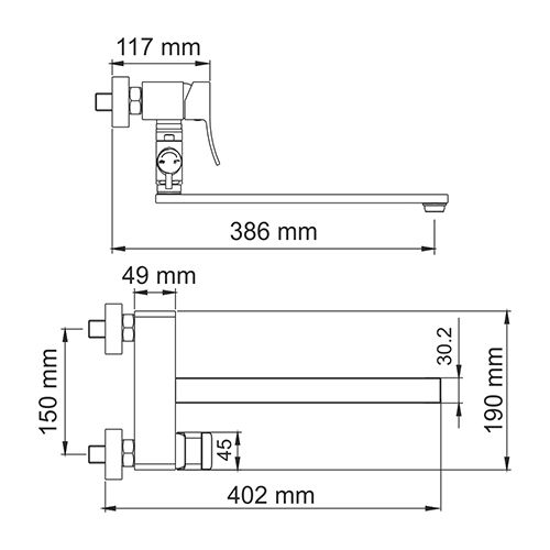 Смеситель Wasserkraft Exter 1602L для ванны