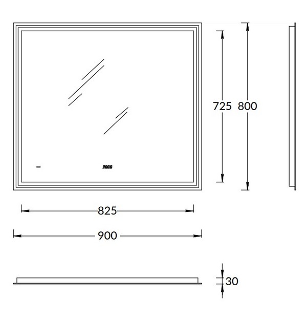 TE.mi.90 Зеркало TECNO c LED 90 с подсветкой, с функцией антизапотевание, белое глянцевое