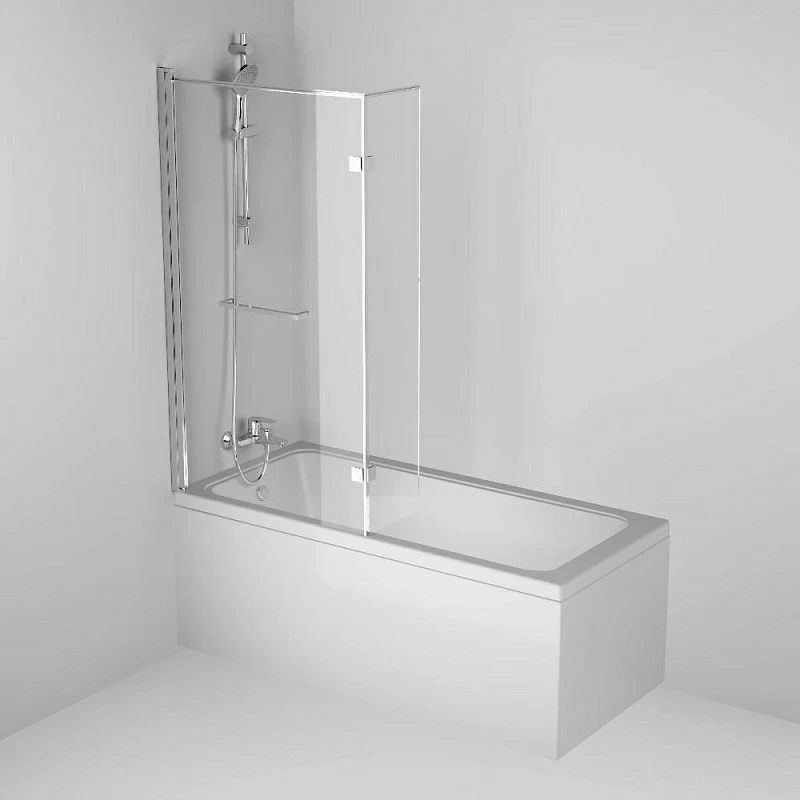Стеклянная шторка для ванны 80 Damixa Skyline DX35WBS-D7W1-150MT поворотная, профиль серебристый