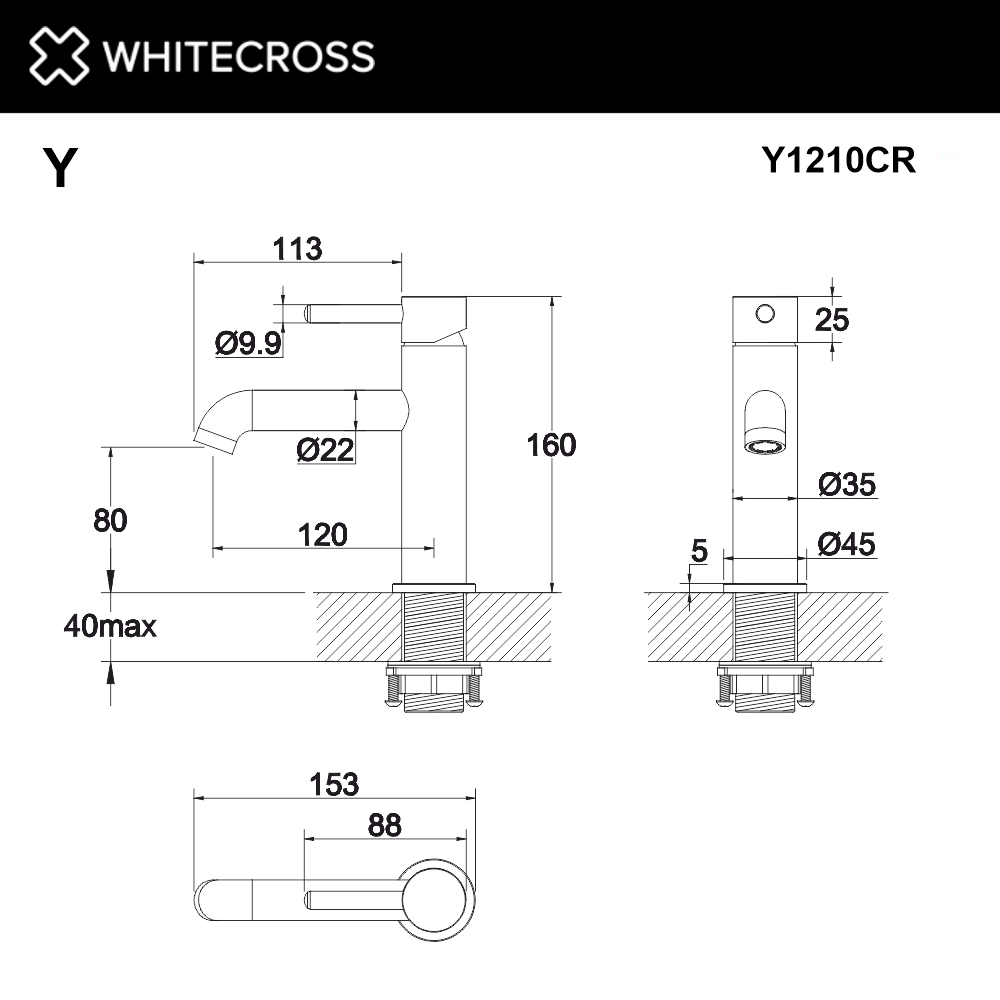 Смеситель для раковины Whitecross Y chrome Y1210CR хром глянец