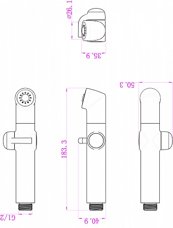 Душевая лейка Lemark LM8075C для биде, хром