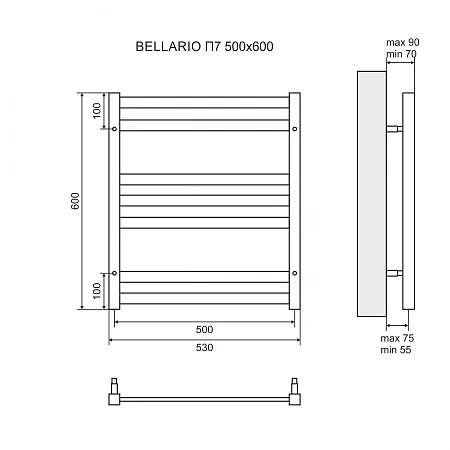Полотенцесушитель водяной Lemark Bellario LM68607 П7 500x600