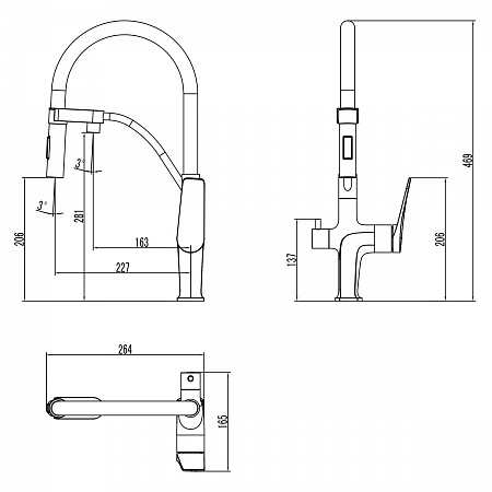 Смеситель Lemark Comfort LM3074C-Gray для кухни, с гибким изливом, с подключ. к фильтру питьевой вод