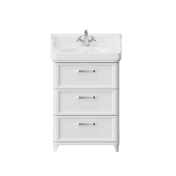 PO.N.60.3/WHT Тумба POMPEI напольная с 3 ящиками 60, белая глянцевая