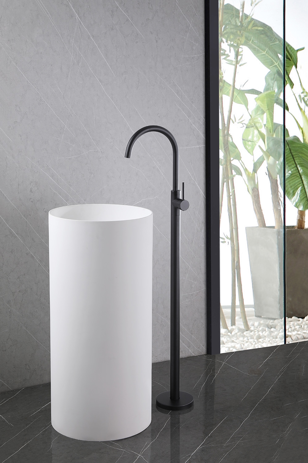 Смеситель для раковины Abber Wasser Kreis AF8141B матовый черный