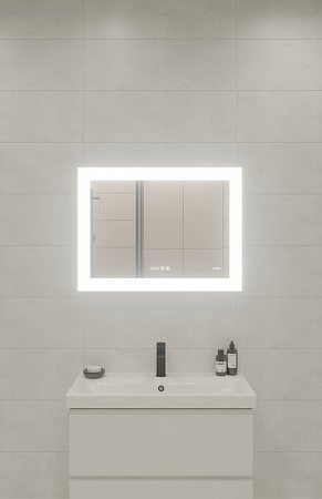 Зеркало Cersanit LED DESIGN PRO 060 80 часы с подсветкой прямоугольное