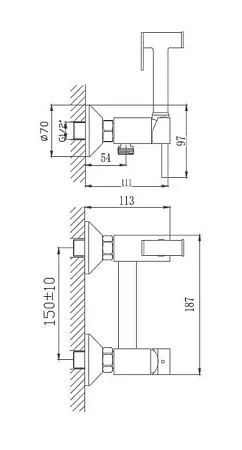 Гигиенический душ HAIBA HB5510, латунь, хром