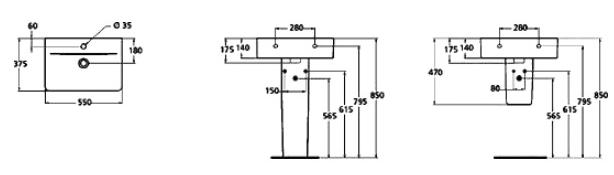 Раковина Ideal Standard Connect Cube E788601 55 см