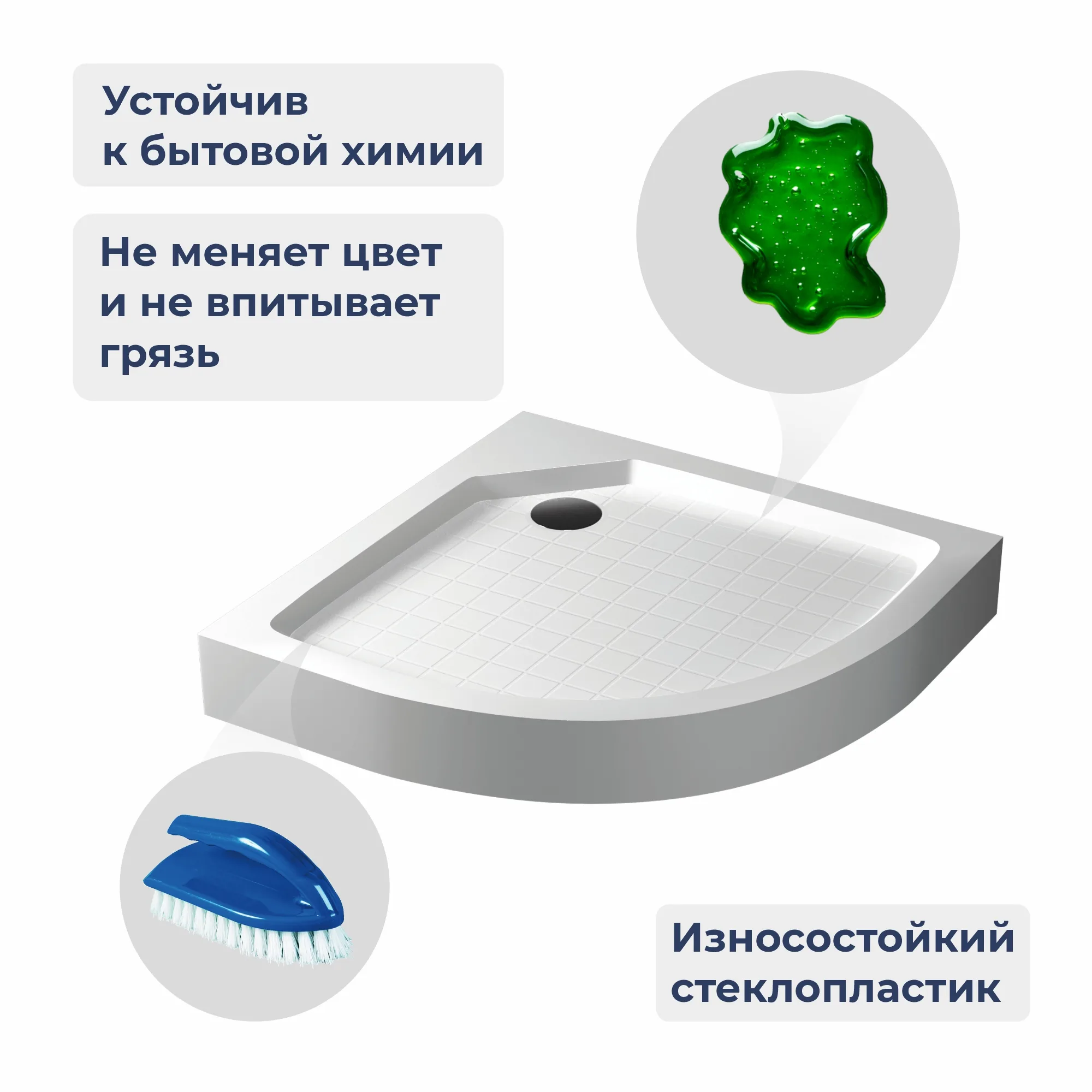 Душевой поддон полукруглый RGW SMC/R W Белый (Уценка) 800x800