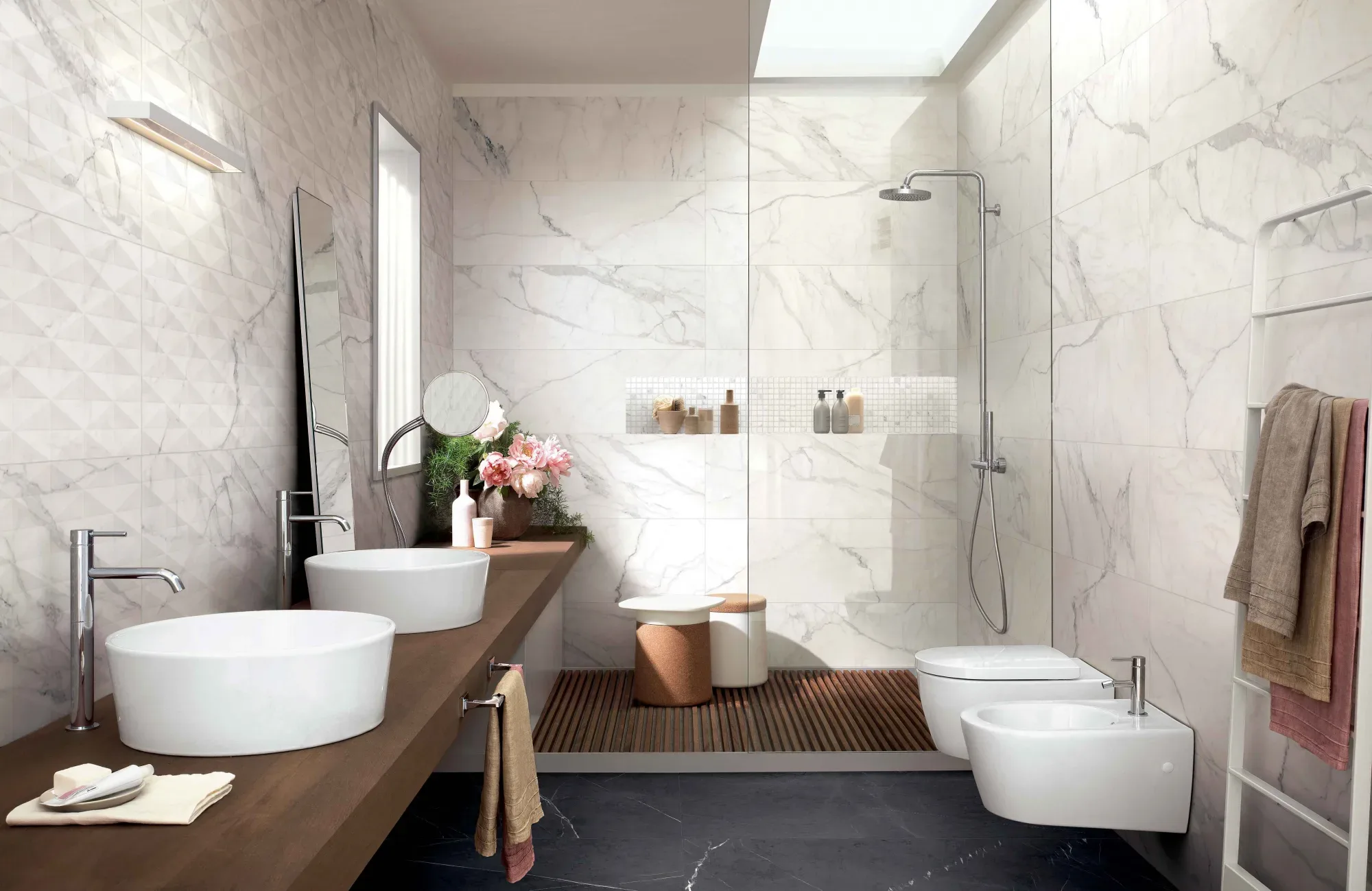 Керамическая плитка Marazzi Italy Плитка Allmarble Wall Altissimo Struttura Pave 3D Lux 40х120