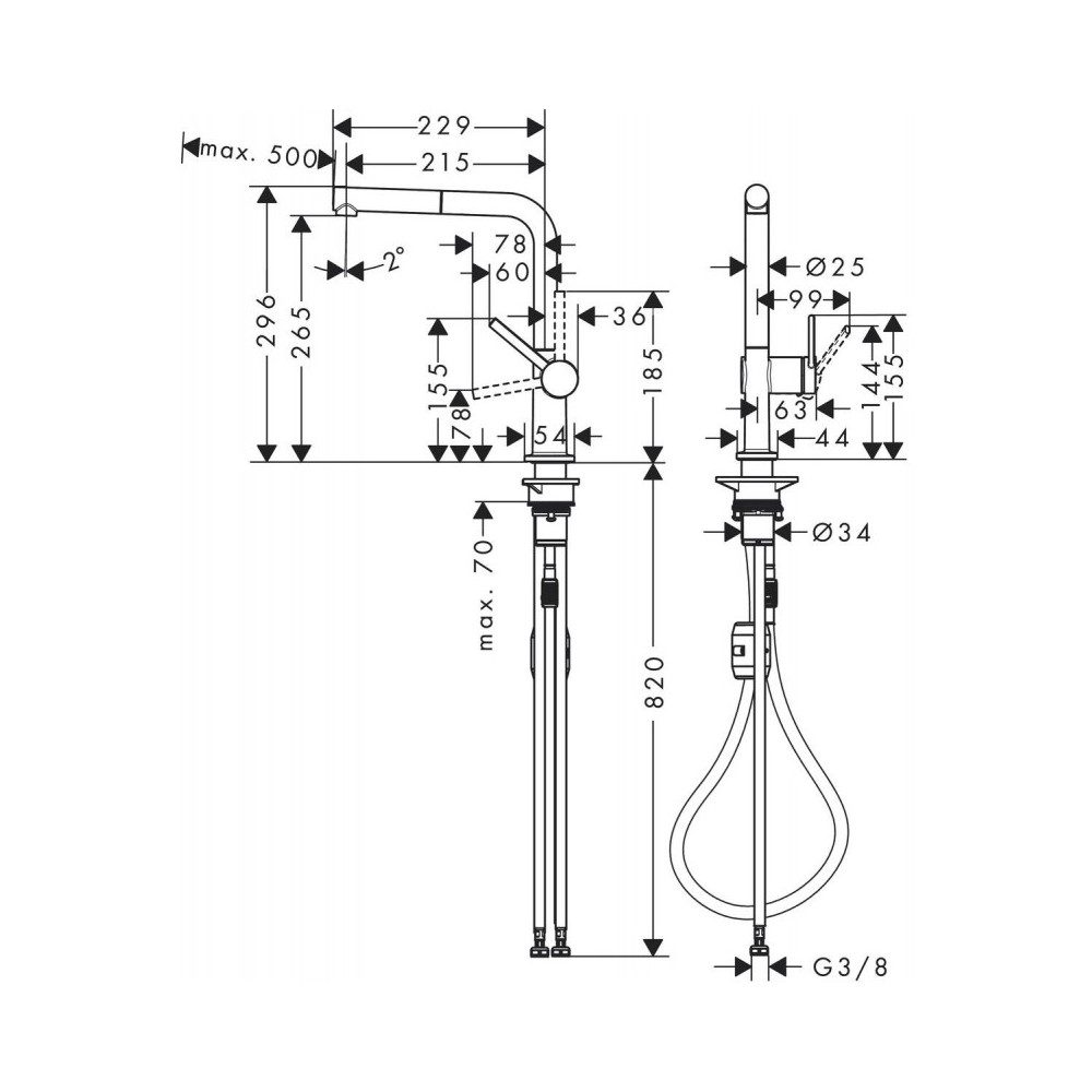 Смеситель Hansgrohe Talis для кухонной мойки 72808670 черный