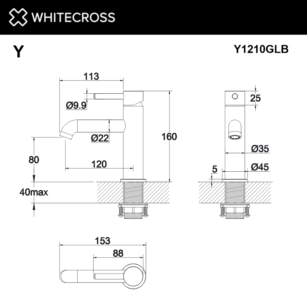 Смеситель для раковины Whitecross Y brushed gold Y1210GLB брашированное золото