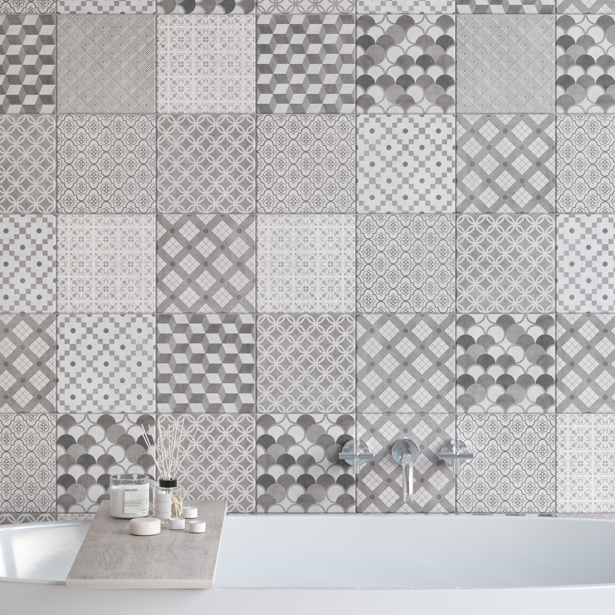 Керамогранит Kerama Marazzi Карнаби-стрит орнамент серый 20х20
