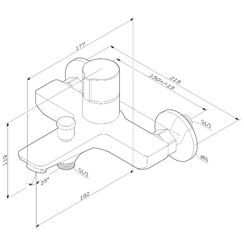 Смеситель для ванны и душа AM.PM X-Joy F85A10500 хром