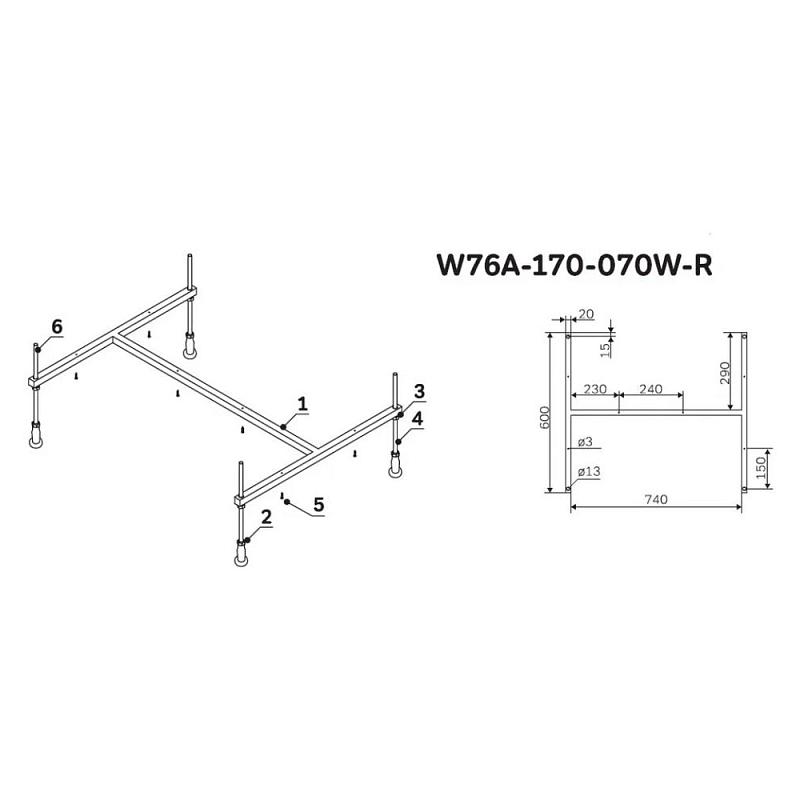Ванна акриловая 170x70 AM.PM Sense W76A-170-070W-A белая глянцевая