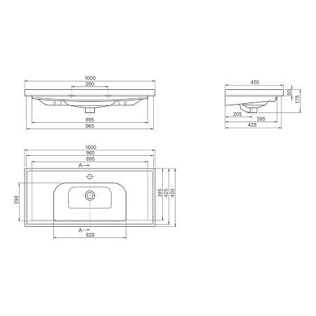 Умывальник мебельный OPADIRIS CeraStyle Frame 100