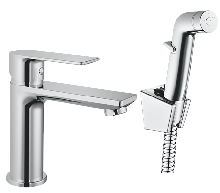 Смеситель для раковины HAIBA HB12505 с гигиенической лейкой, латунь, хром