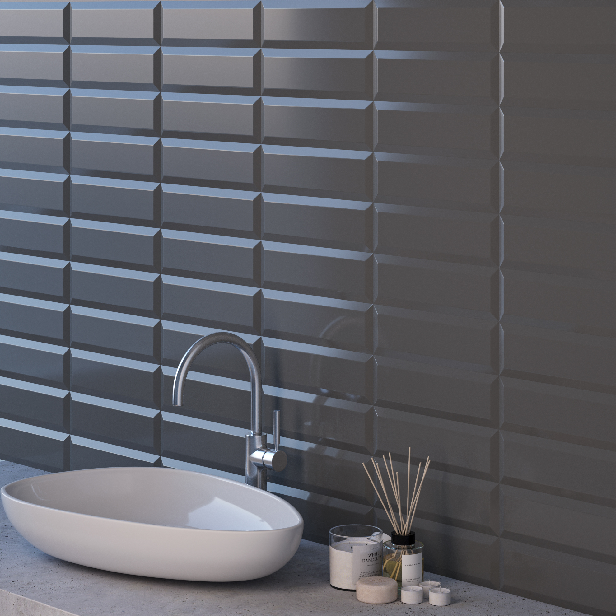 Керамическая плитка Kerama Marazzi Плитка Аккорд дымчатый темный грань 8,5x28,5