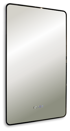 Зеркало Silver Mirrors Incanto-BLACK 600х1000 - 3 (часы, подогрев, сенсорный выключатель)