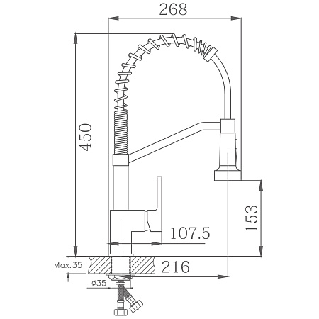 Смеситель для кухни HAIBA HB73826-3, гибкий излив, латунь, оружейная сталь