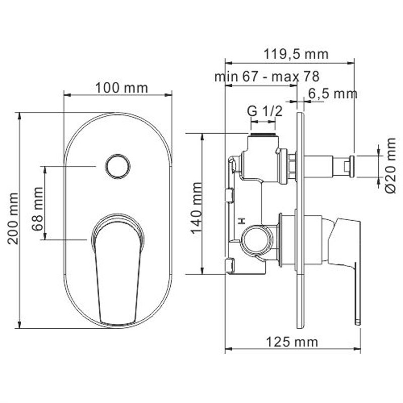 Смеситель скрытого монтажа Wasserkraft Dill 6161 для ванны и душа, хром