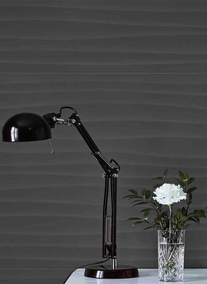 Керамическая плитка Marazzi Italy Плитка Eclettica Anthracite Struttura Wave 3D 40x120