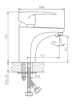 Смеситель для раковины HAIBA HB1065, латунь, хром