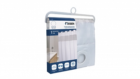 Fixsen FX-5115E Шторка для ванной белая с прозрачной вставкой