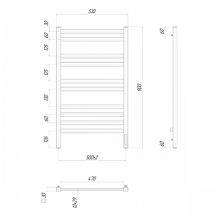 Полотенцесушитель электрический Lemark Melange LM49910Z П10 500x900, диммер справа, хром