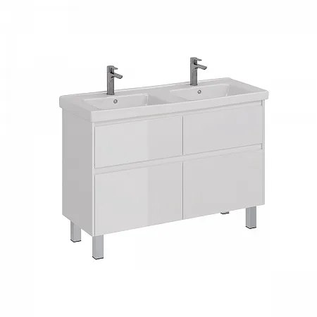 Тумба Lemark COMBI 125см под 2 раковины, подвесн./напольная,4 ящ., цвет корпуса, фасада: Белый гляне