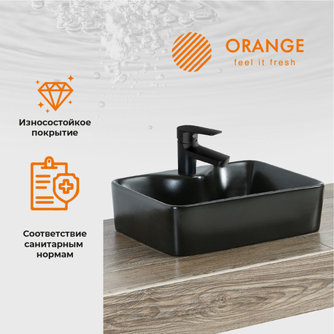 Orange B01-475MB раковина накладная санфарфор, чёрный матовый