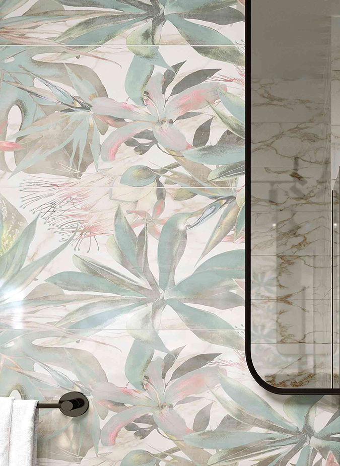 Керамическая плитка Creto Плитка Shine flower 30х90
