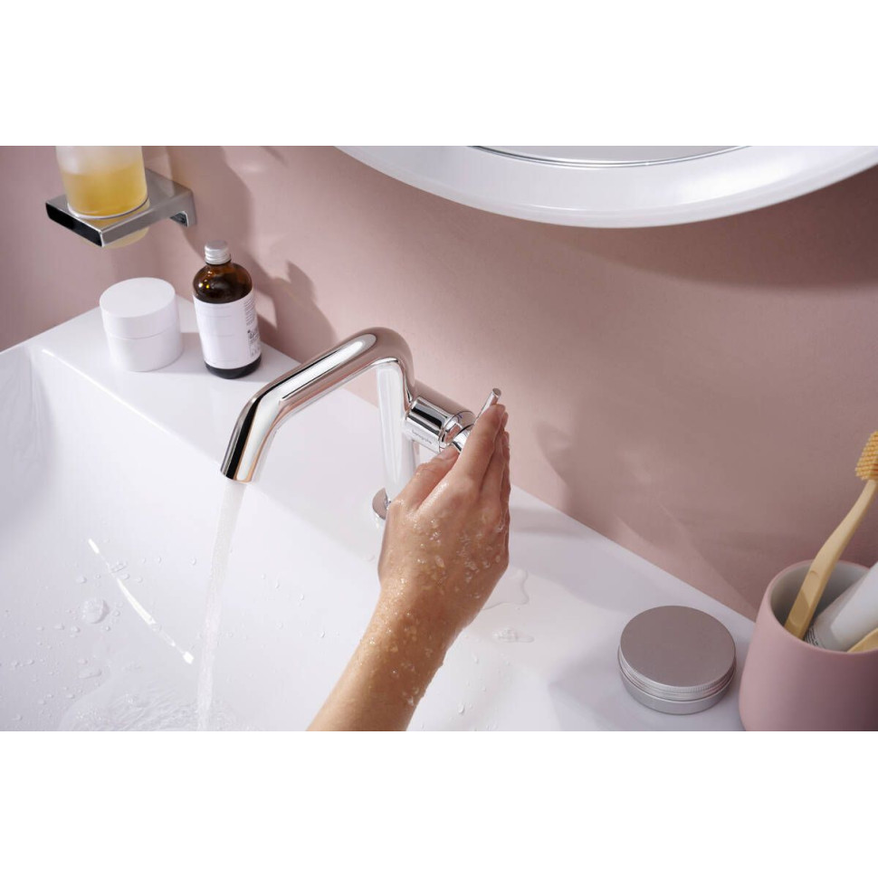 Смеситель для раковины Hansgrohe Tecturis S, CoolStart, push-open, хром глянец, 73320000