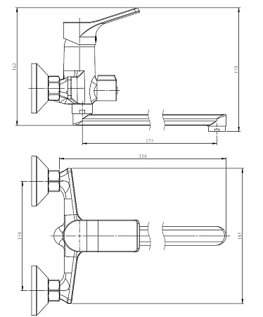Смеситель "Eiger" д/ван, излив 200 мм, с акс., арт.EG 30