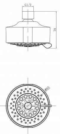 Душевая лейка верхняя Lemark LM8041C 5-функциональная, круглая диаметр 85 мм, хром