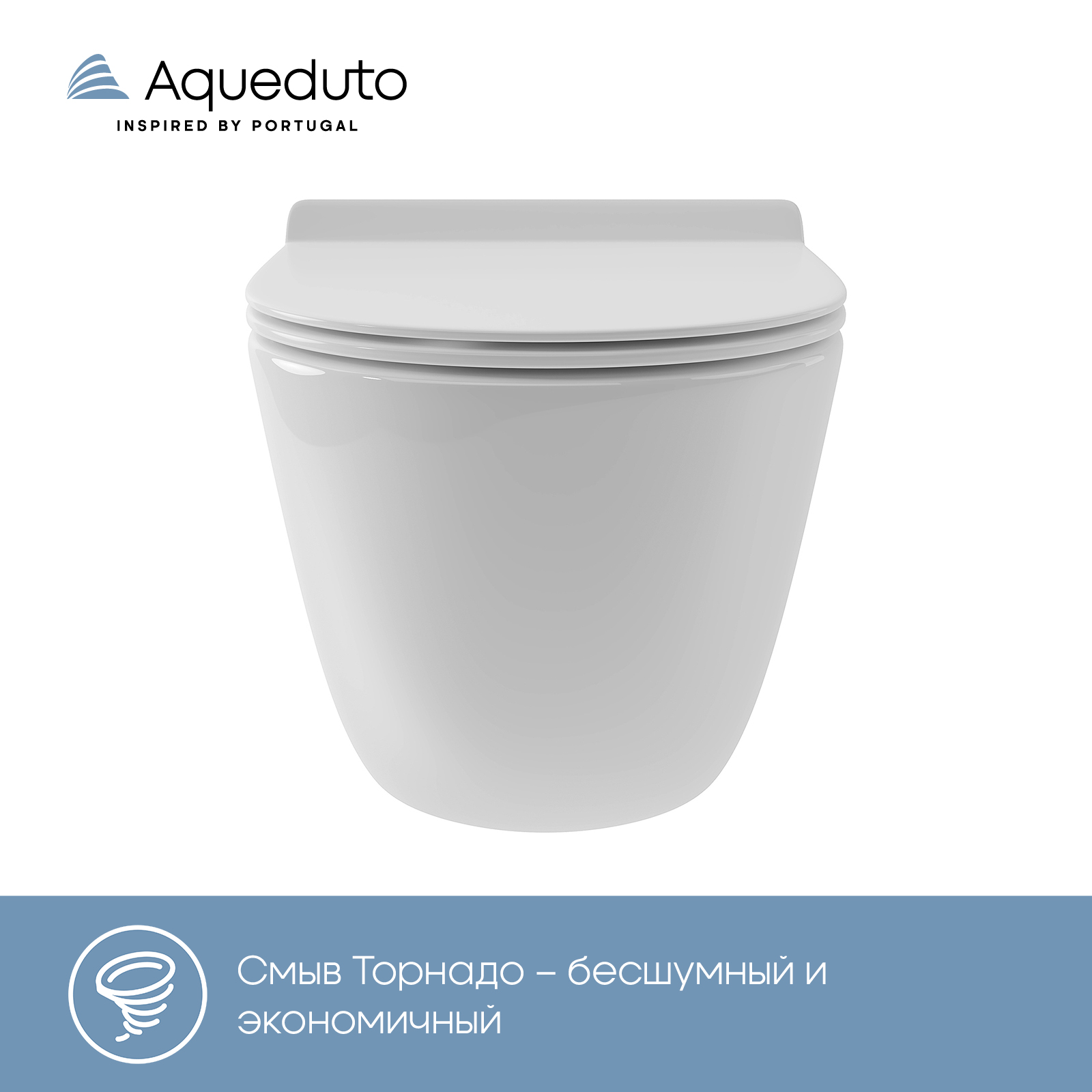 Унитаз подвесной безободковый Aqueduto Ovo OVOT0110 с крышкой-сиденьем микролифт, глянцевый белый